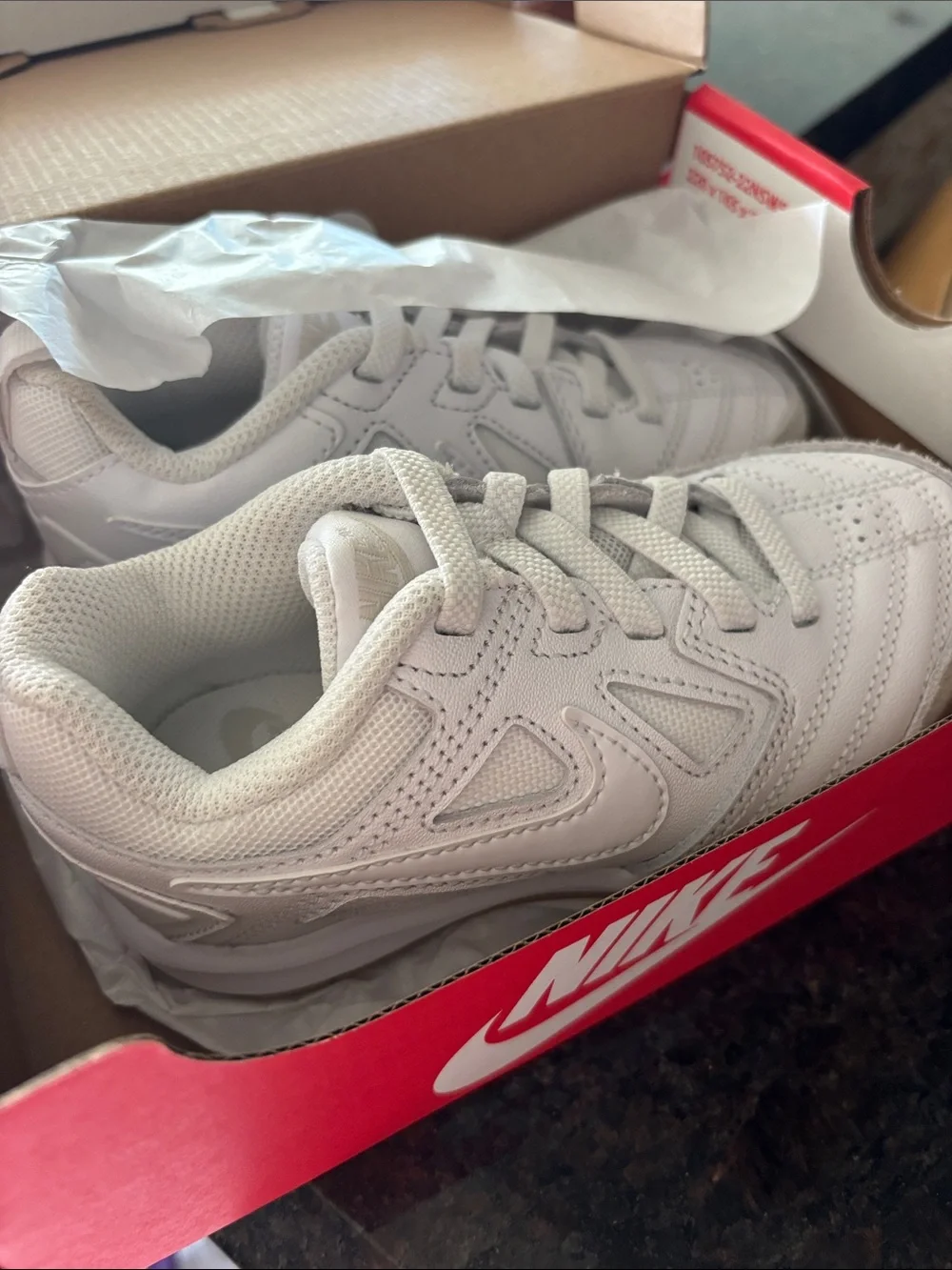 Nike Kids Gato (PS) White with Light Brown Accents